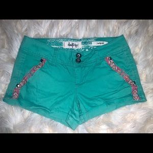 TEAL SHORTS W/ AZTEC DETAIL 🐬